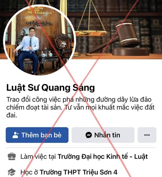 CẢNH BÁO VIỆC MẠO DANH LUẬT SƯ QUANG SÁNG ĐỂ LỪA ĐẢO